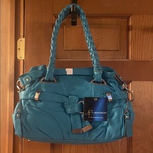 B. Makowsky Teal (“Aruba”) Leather Handbag